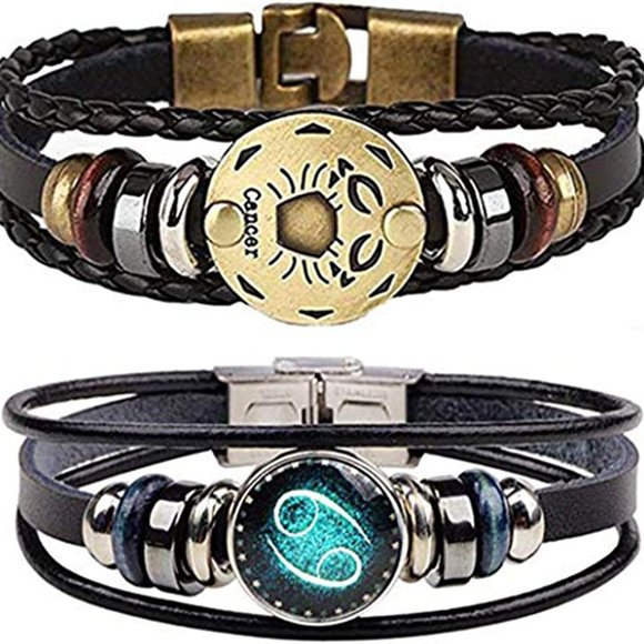 New  Constellation Braided Rope Bracelet - Punk Alloy Leather Bracelet - Picture 3 of 14